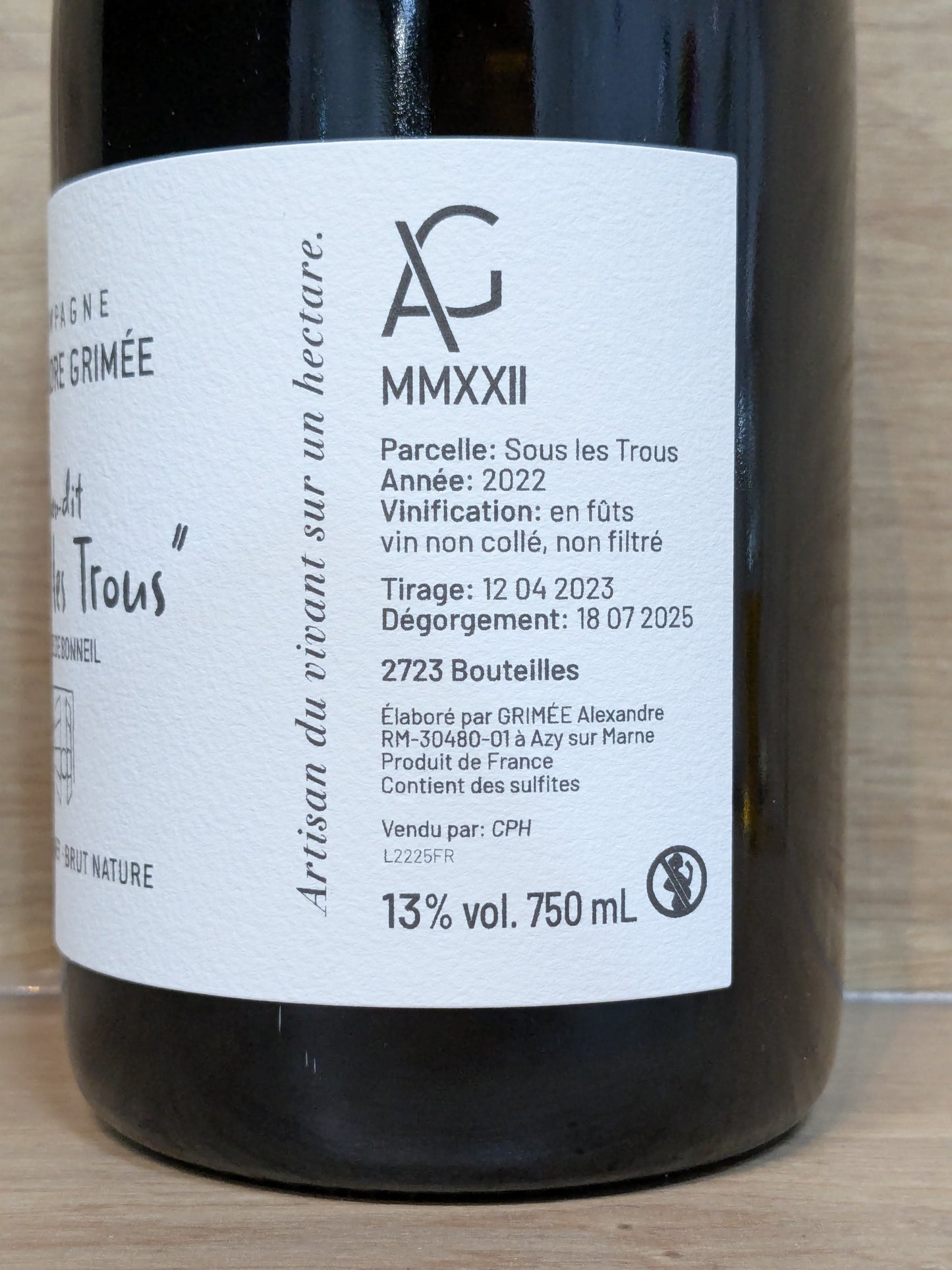 Alexandre Grimée - Lieu-dit "Sous les Trous" 2022 - CPHWINES