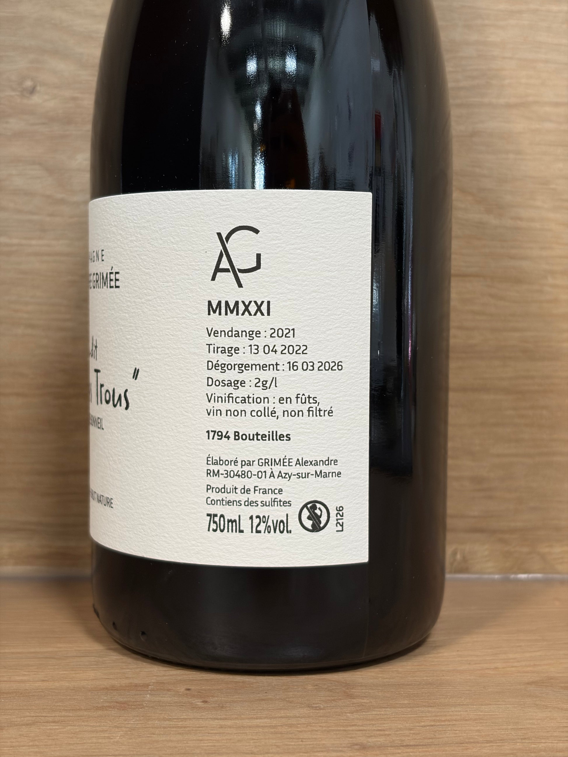 Alexandre Grimée - Lieu-dit Sous les Trous MMXXI 2021 - CPHWINES