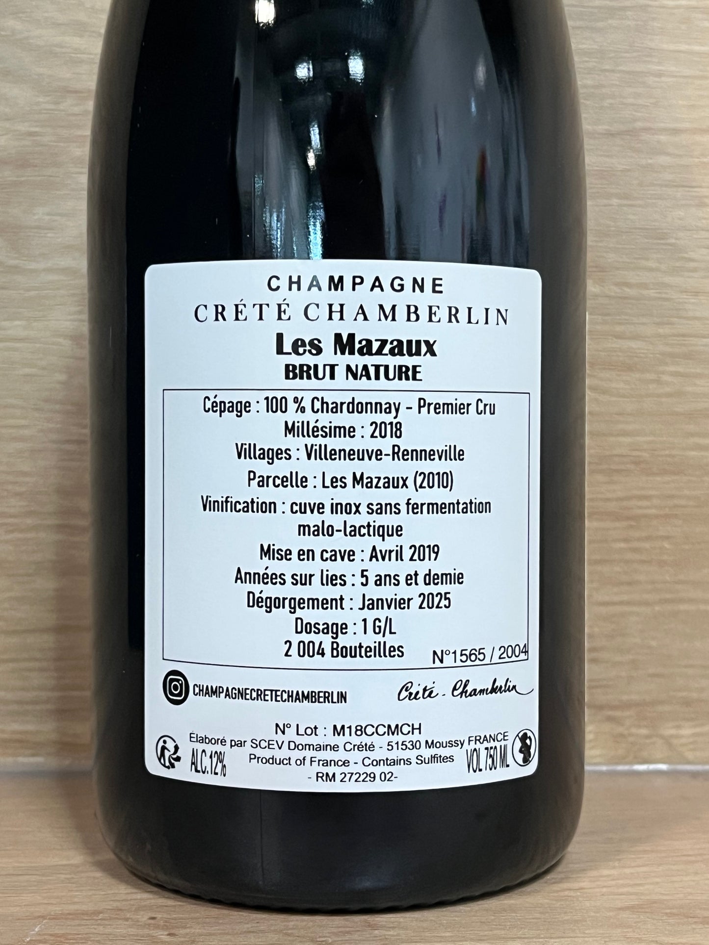 Crété Chamberlin - Les Mazaux 2018 - CPHWINES