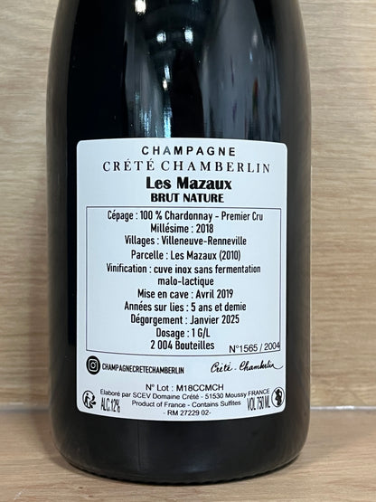 Crété Chamberlin - Les Mazaux 2018 - CPHWINES