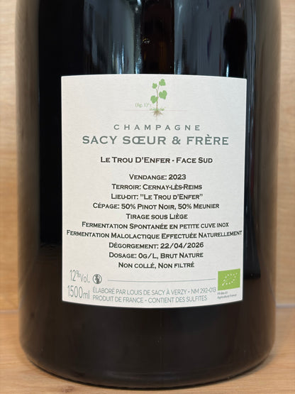 Sacy Soeur & Frère - Le Trou d’Enfer - Face Sud 2023 - Blanc de Noirs - Magnum